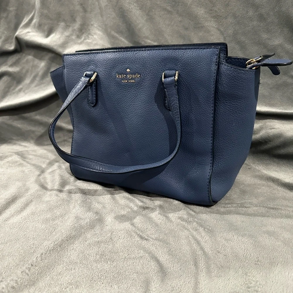 Kate Spade Blue Leather Handbag - Small Square Spacious - Picture 9 of 9
